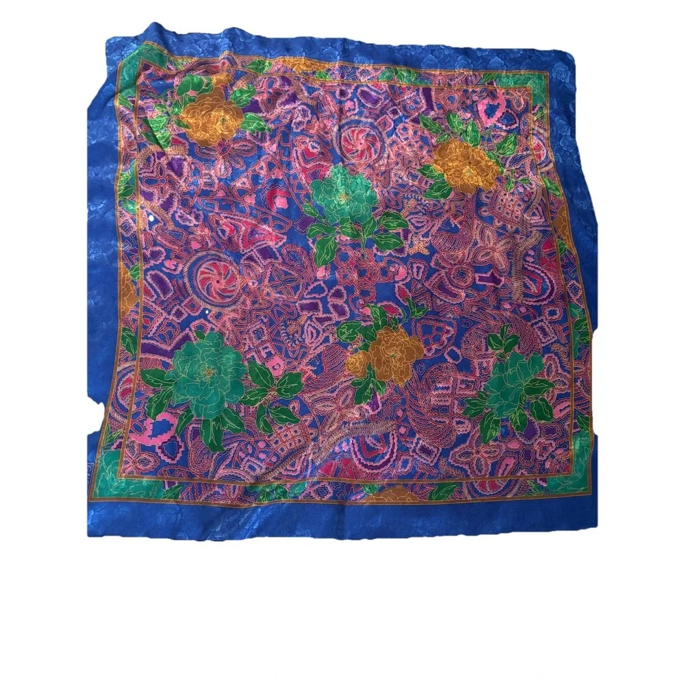 Galoria Pure Silk Vintage Square Scarf ‎ Tie Around Handbags Bold 80 90 Pink